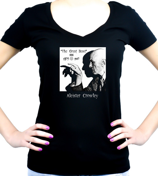 Aleister Crowley Women's V-Neck Shirt / Top The Great Beast 666