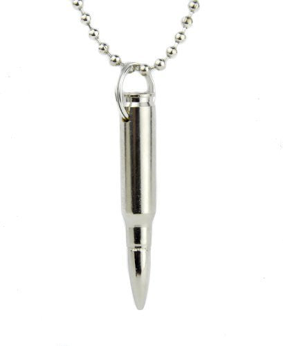 Silver Bullet Necklace 0.308 Mm Black Metal Punk Rock Jewelry