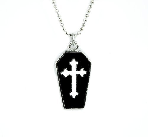 Small Coffin Necklace with White Cross