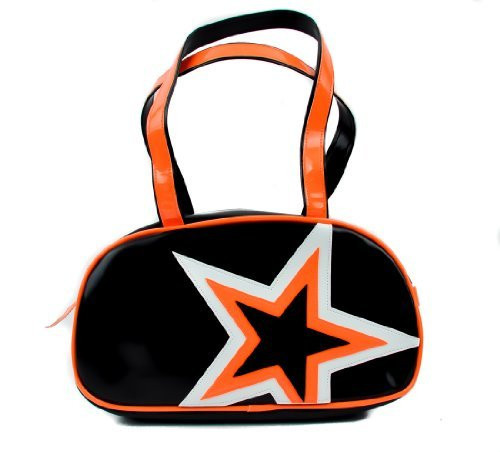 Black and Orange Rockabilly Tatto Style Star Handbag Purse