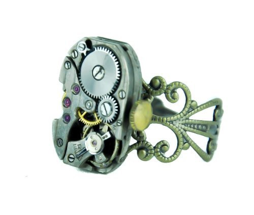 Steampunk Watch Gears Ring Adjustable One Size Gothic Jewelry