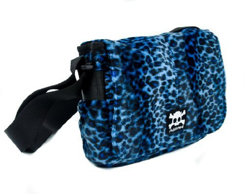 Blue Fuzzy Leopard Flap Shoulder Bag Animal Print Purse