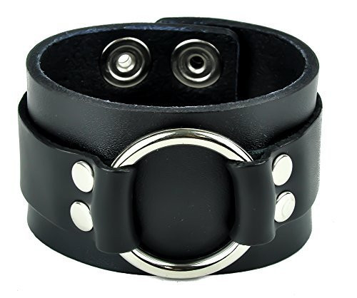 Large O Ring Strap Leather Wristband Bondage Bracelet