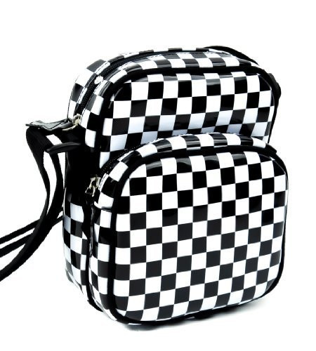 Black and White Checkered Camera Sling Bag