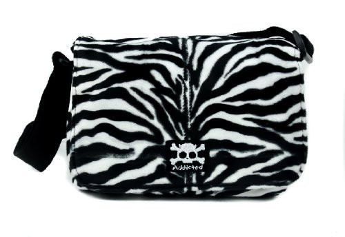 Black & White Fuzzy Zebra Flap Shoulder Bag Animal Print Purse