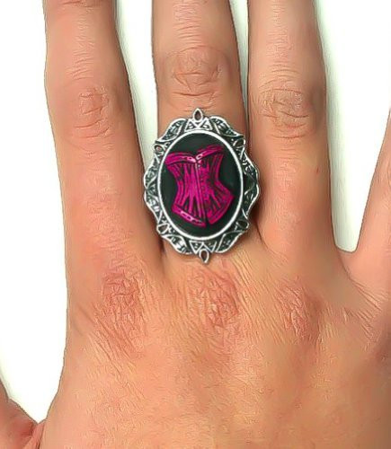 Victorian Corset Cameo Ring Adjustable One Size Gothic Jewelry