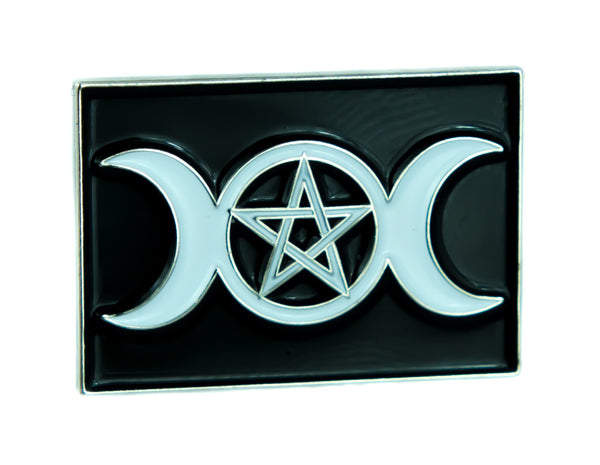 Triple Moon Goddess Wicca Pentagram Lapel Pin Gothic Jewelry Witchcraft Jacket Pin