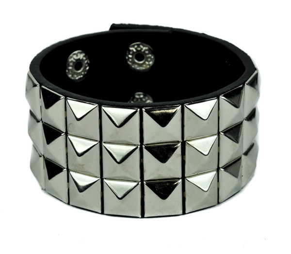 Silver Pyramid Stud Wristband Gothic Jewelry Bracelet