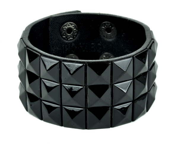 Black Pyramid Stud Wristband Gothic Jewelry Bracelet