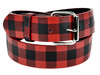Red Plaid Checkered Print Genuine Leather Belt