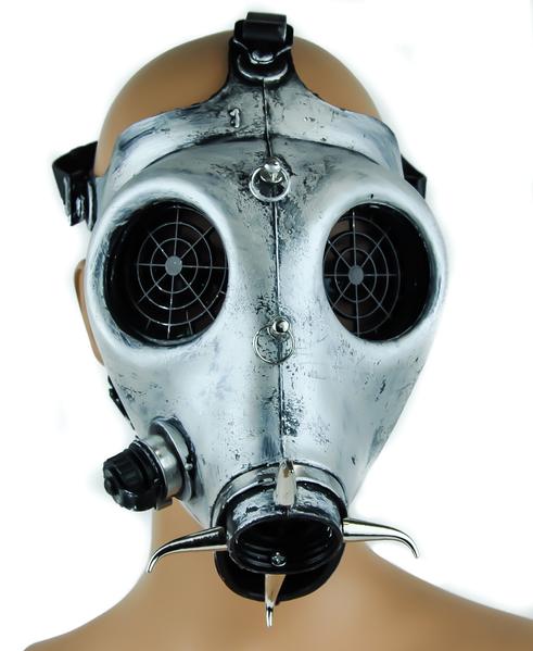 Antique Silver Color Industrial Gas Mask with Spider Web Lenses
