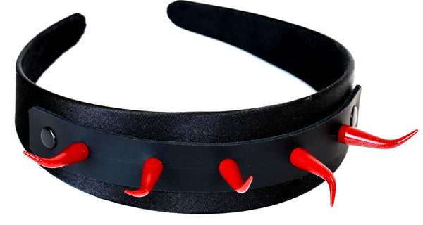 Red Metal Horn Spike Hair Headband Hairpiece Alternative Clothing Cosplay