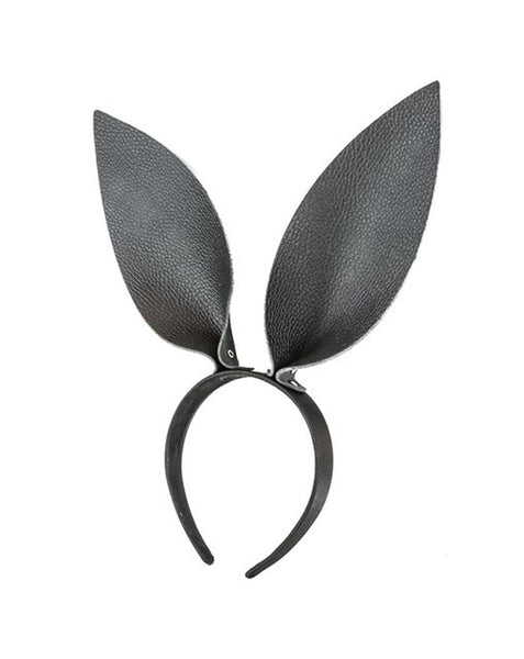 Black Leather Bunny Rabbit Ears Headband Hair Hairpiece