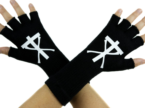 Christian Death Black Fingerless Gloves Arm Warmers Alternative Valor