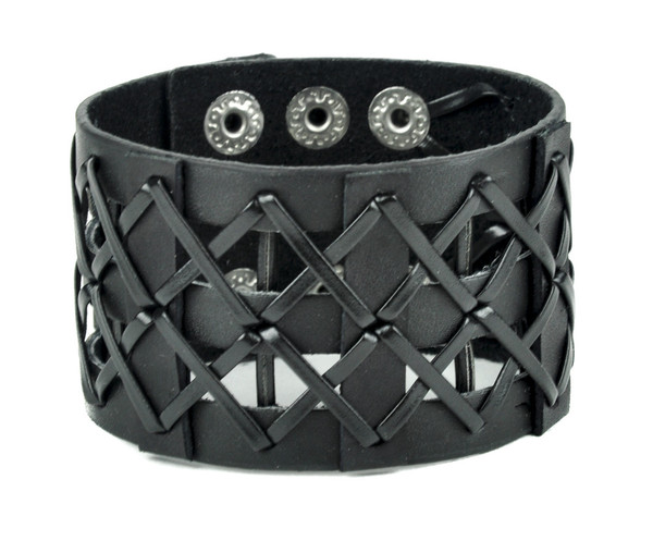 Criss Cross Lace Leather Wristband Gothic Jewelry