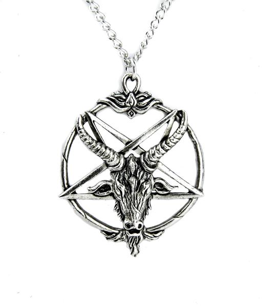 Baphomet Inverted Pentagram Necklace Occult Metal Pendant