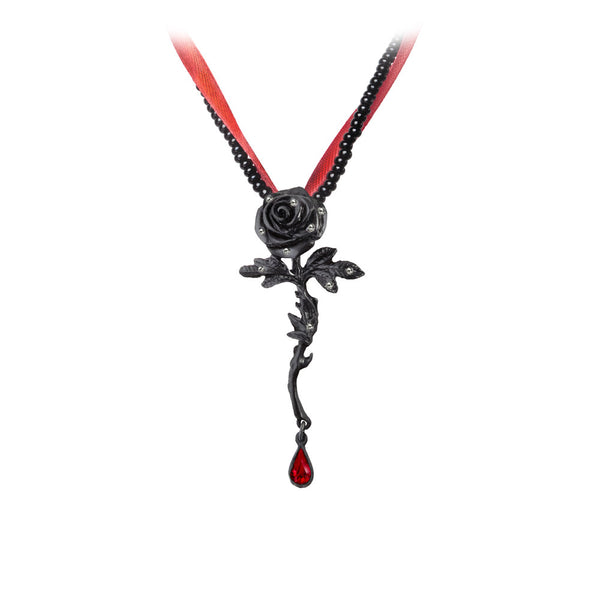 Alchemy Gothic Black Rose of Passion Pendant Necklace