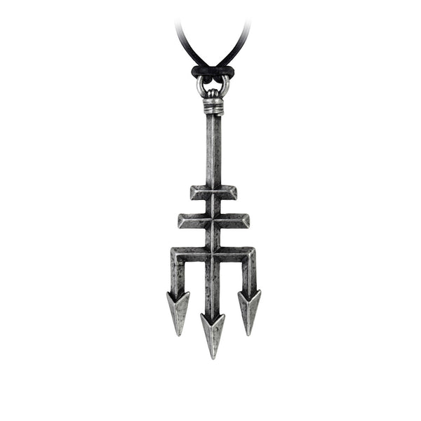 Alchemy Gothic Black Trinity Trident Pendant Necklace