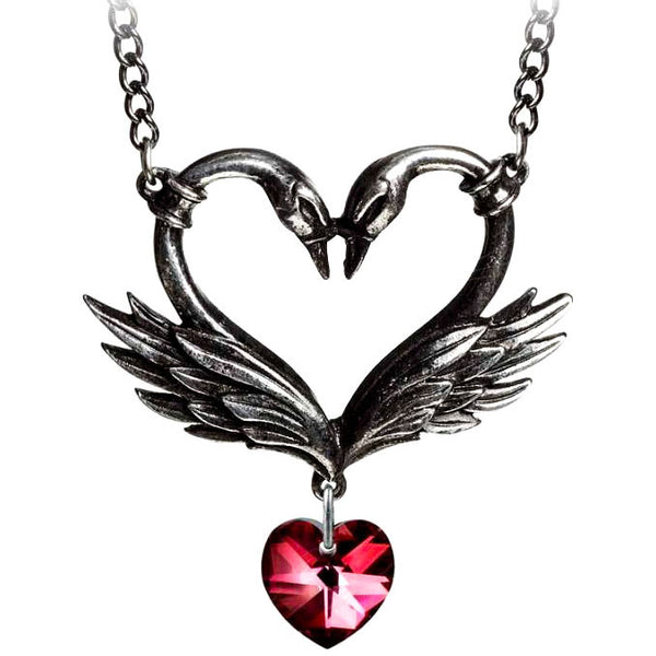 Alchemy Gothic The Black Swan Romance Red Heart Pendant Necklace