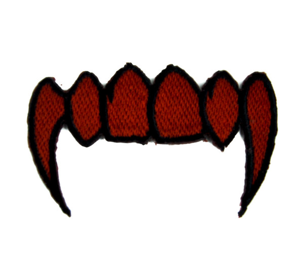 Blood Red Vampire Fangs Patch Iron on Applique the Strain