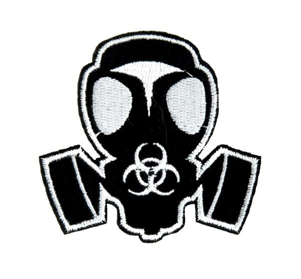 Gas Mask Bio Hazard Sign Patch Iron on Applique Gothic Clothing