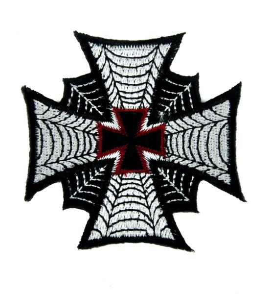 Spider Web Iron Cross Patch Iron on Applique Occult Clothing
