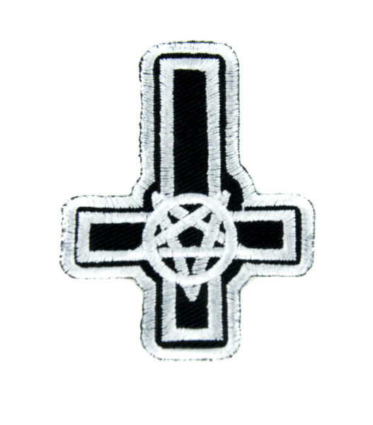 Inverted Pentagram Cross Patch Iron on Applique Occult Clothing