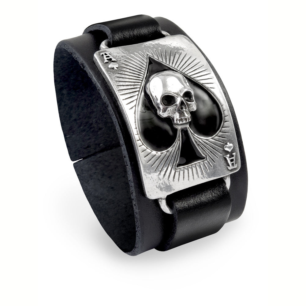 Alchemy Gothic Ace Of Dead Spades Skull Bracelet Wristband Motorhead