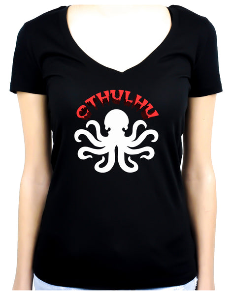 Cthulhu Octopus Women's V-Neck Shirt Top HP Lovecraft