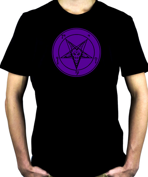 Solid Purple Classic Satanic Baphomet Men's T-Shirt Occult Clothing