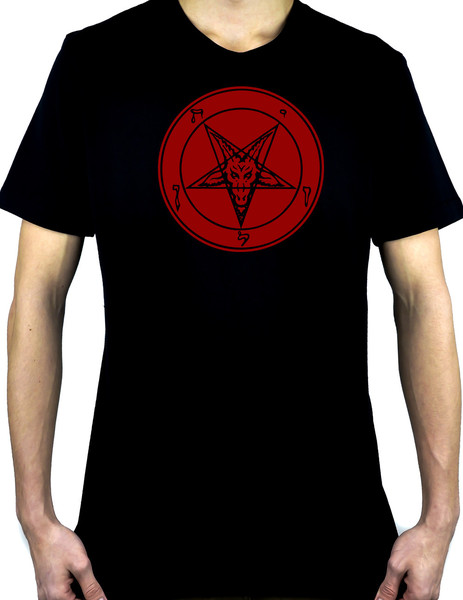 Solid Red Classic Satanic Baphomet Men's T-Shirt Occult Clothing