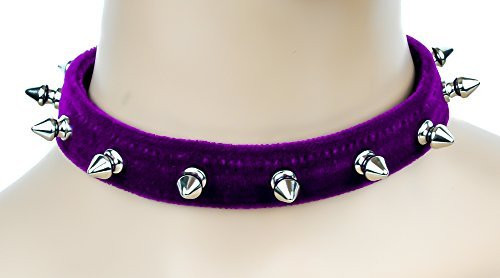 Purple Velvet 1/2" Spiked Choker Soft Fashion Collar