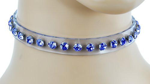 Deep Blue Rhinestone Clear Choker Sexy Fashion Collar