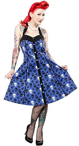 Sourpuss Blue Lust For Skulls Peggy Dress