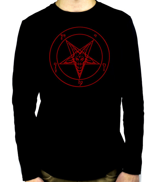Red Pentagram Sabbatic Baphomet Long Sleeve Shirt