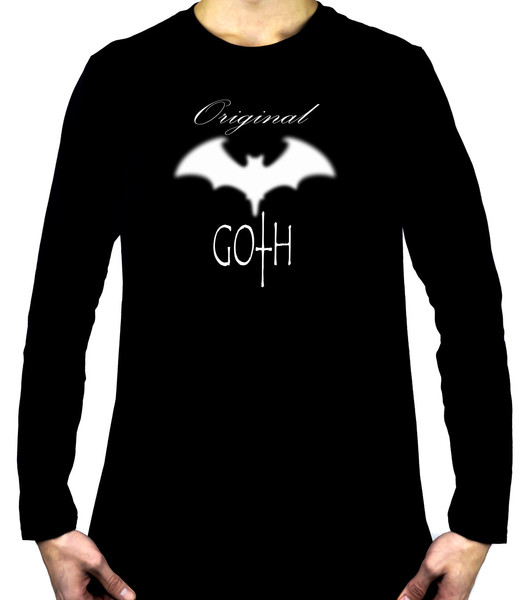 Original Goth w/ Blurred Bat Men's Long Sleeve T-shirt Dark Undergroun