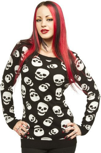 Sourpuss Lust for Skulls Black White Sweater