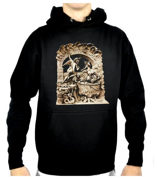 Diableries Devil Hell Scene Pullover Hoodie Sweatshirt Skeletons in Ca