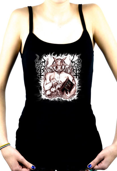 Satanic Baphomet Goat Devil Women's Spaghett Strap Shirt Top