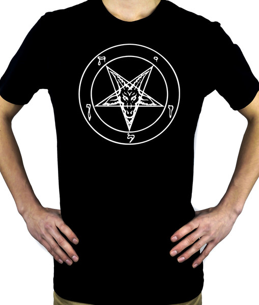 White Pentagram Sabbatic Baphomet T-Shirt Occult Clothing