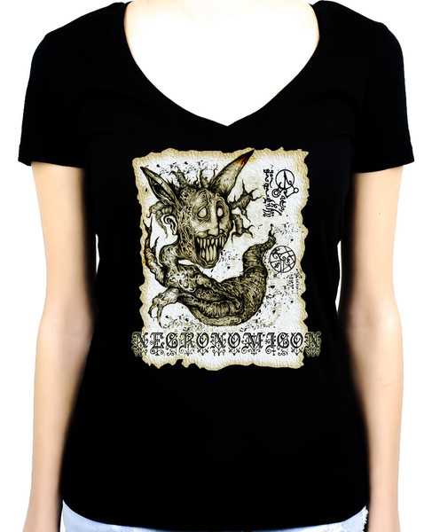 Necronomicon Demon Women's V-Neck Shirt Book of the Dead