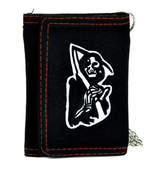 Grim Reaper Death Tri-fold Wallet w/ Chain Occult Clothing