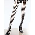 Plus Size Black & White Stripe Gothic Tights by Music Legs