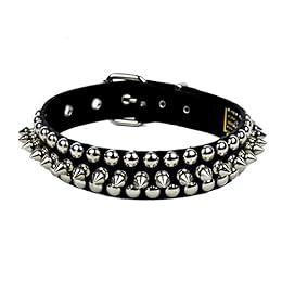 Leather Choker With Spikes & Round Studs