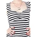 Sourpuss Black & White Stripe Vava Voom Top Cleavage Shirt