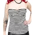 Frenchie Tube Top Shirt Black & White Stripe By Sourpuss