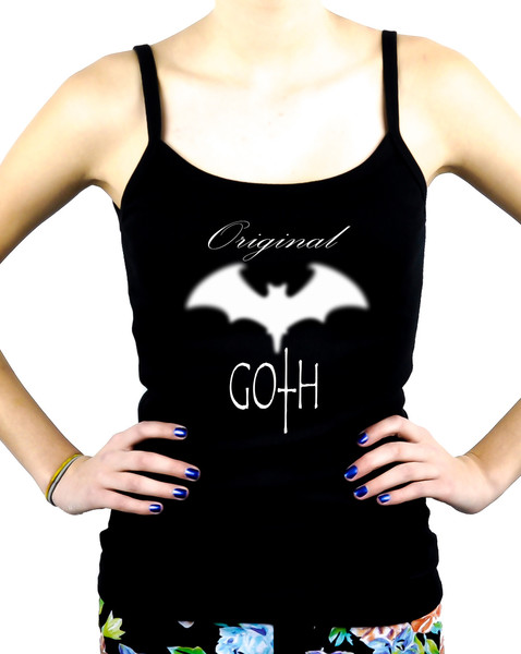 Original Goth w/ Blurred Bat Women's Spaghetti Strap Shirt Dark Underg
