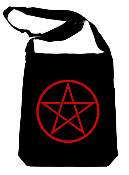 Red Woven Pentacle Crossbody Sling Bag Witchy Occult