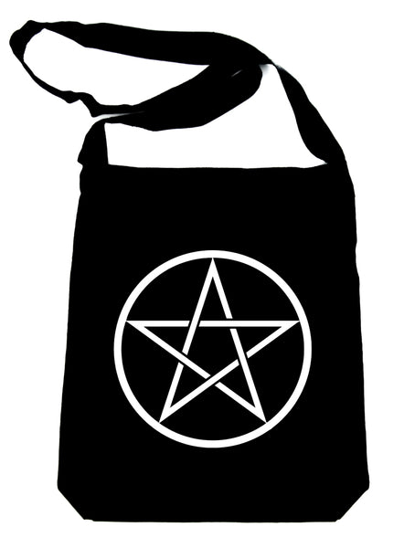White Woven Pentacle Crossbody Sling Bag Witchy Occult