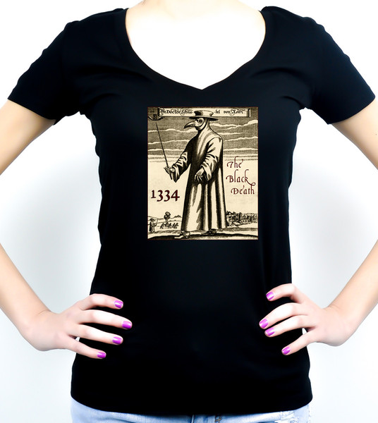 1334 Black Plague Death Doctor Women's V-Neck Shirt / Top